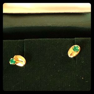 Colombian emerald and gold earrings.